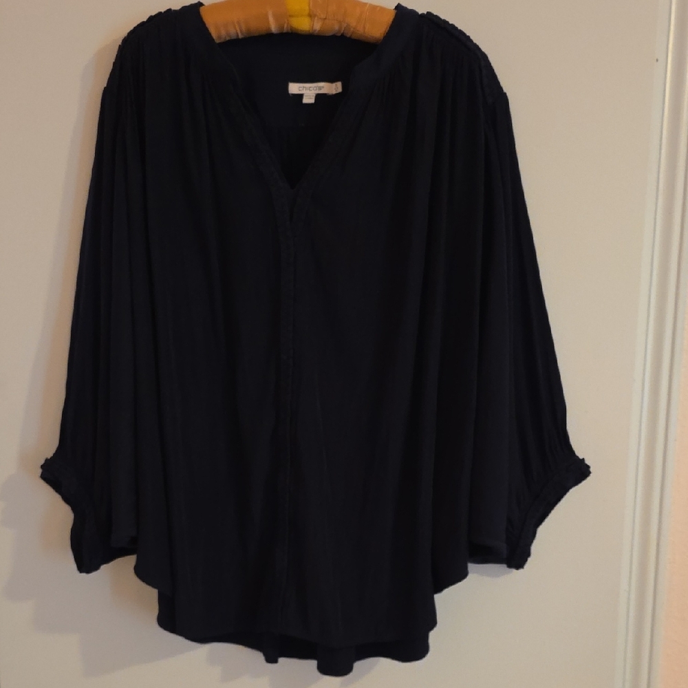 Chico's Navy Blouse, Size 3